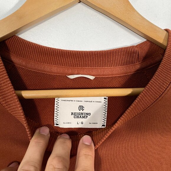 Reigning Champ Oversized Terry Crewneck Burnt Orange men's size Large - Picture 4 of 7